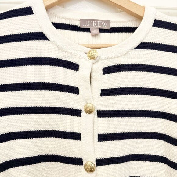 J. Crew Emilie Sweater Cardigan Lady Jacket Navy Stripe Size XS - Picture 7 of 10